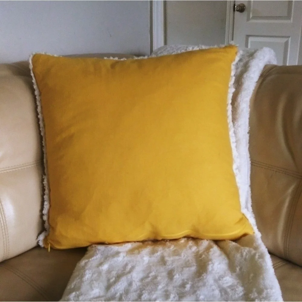Easter accent pillow fringed embellished‎ yellow